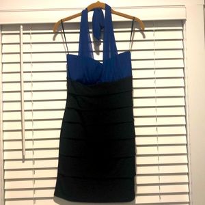 Flattering Black & Royal Blue Dress